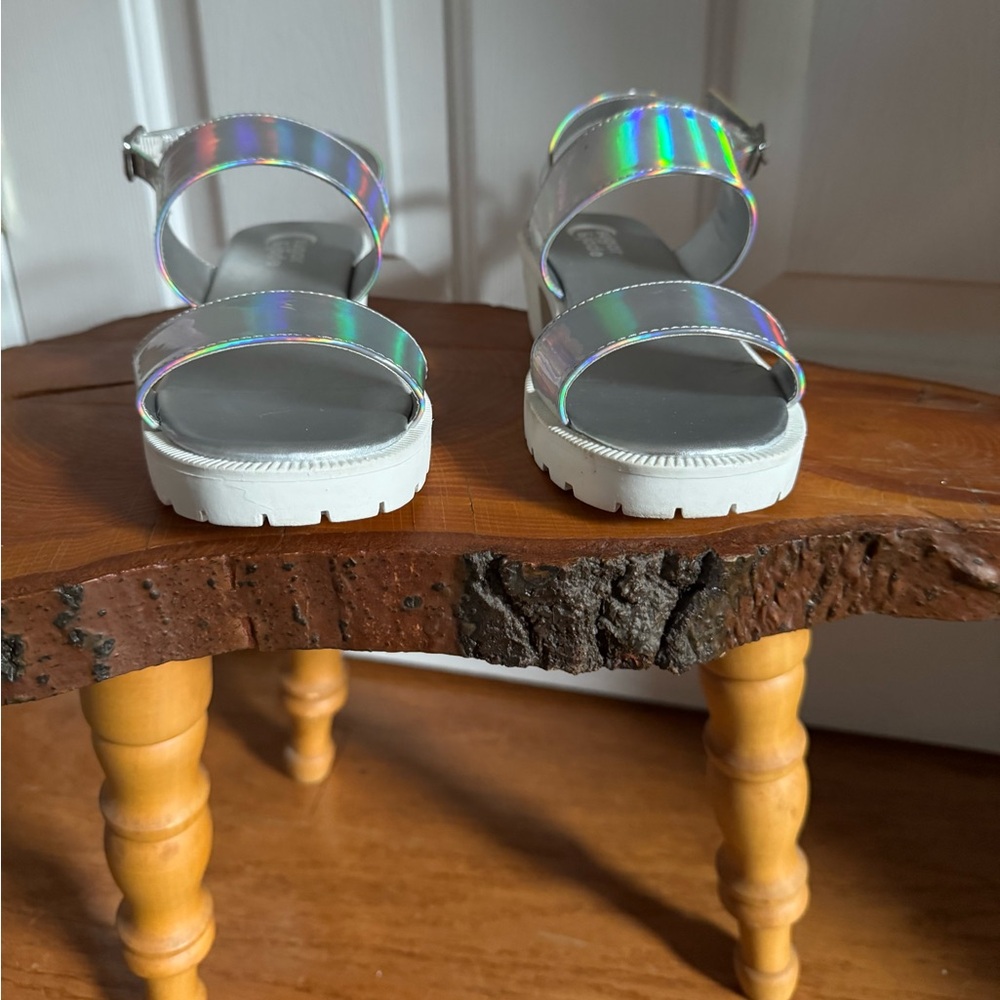 Shimmering Silver Kids Sandals